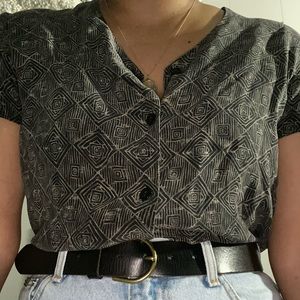 100% Silk button up top.